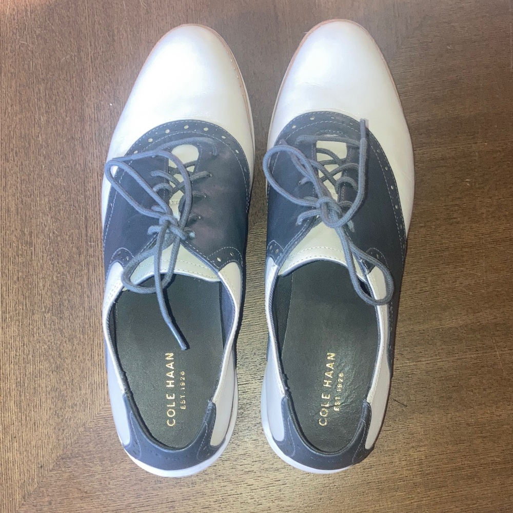 Cole Haan Womens Light grey and Navy Leather Oxford Shoes